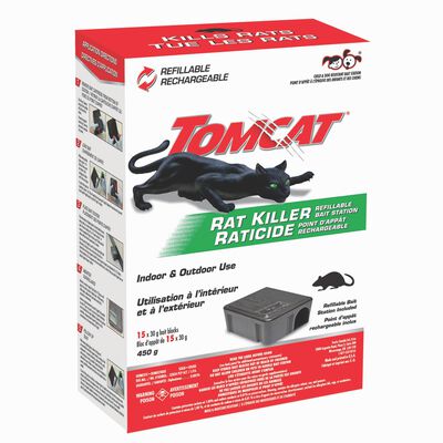 Stand à appâts et blocs rechargeables Tomcat® Rat Killer - Tier 1 (Résistant aux enfants et aux chiens)